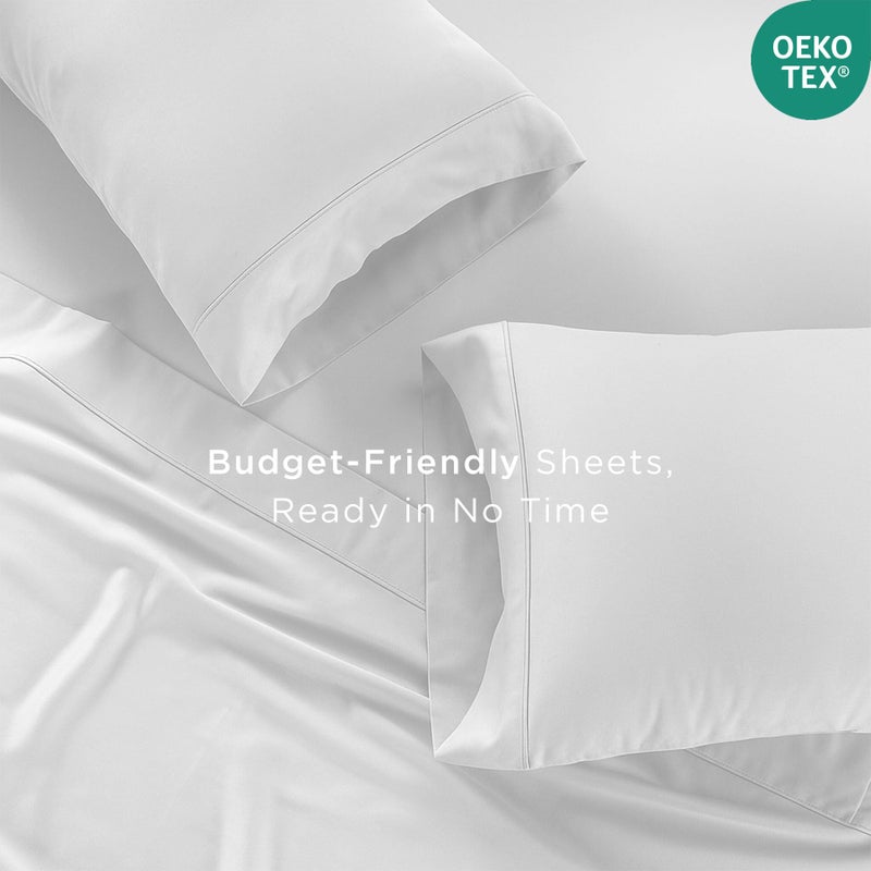 Threadmill Cotton Twin XL Sheet Set | 100% Cotton Sheets for Twin XL Size Bed | Solid Sateen Bed Sheets Set with 16â€ Deep Pocket | Soft Breathable 3-Piece Cooling Sheet Set | White - Image 4